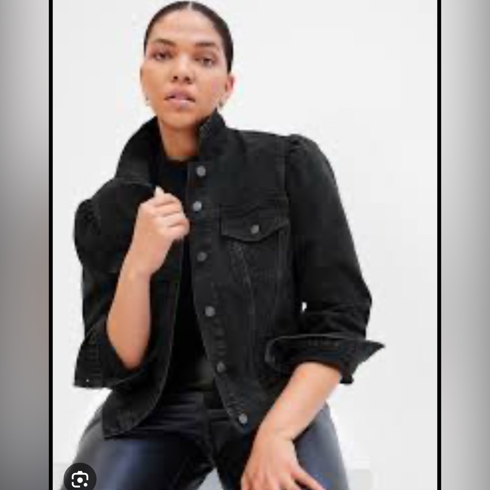 Black denim puff sleeve jacket from GAP XL